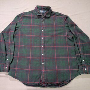 Vintage Polo Ralph Lauren Mens XXL Green Blue Red Tartan Plaid